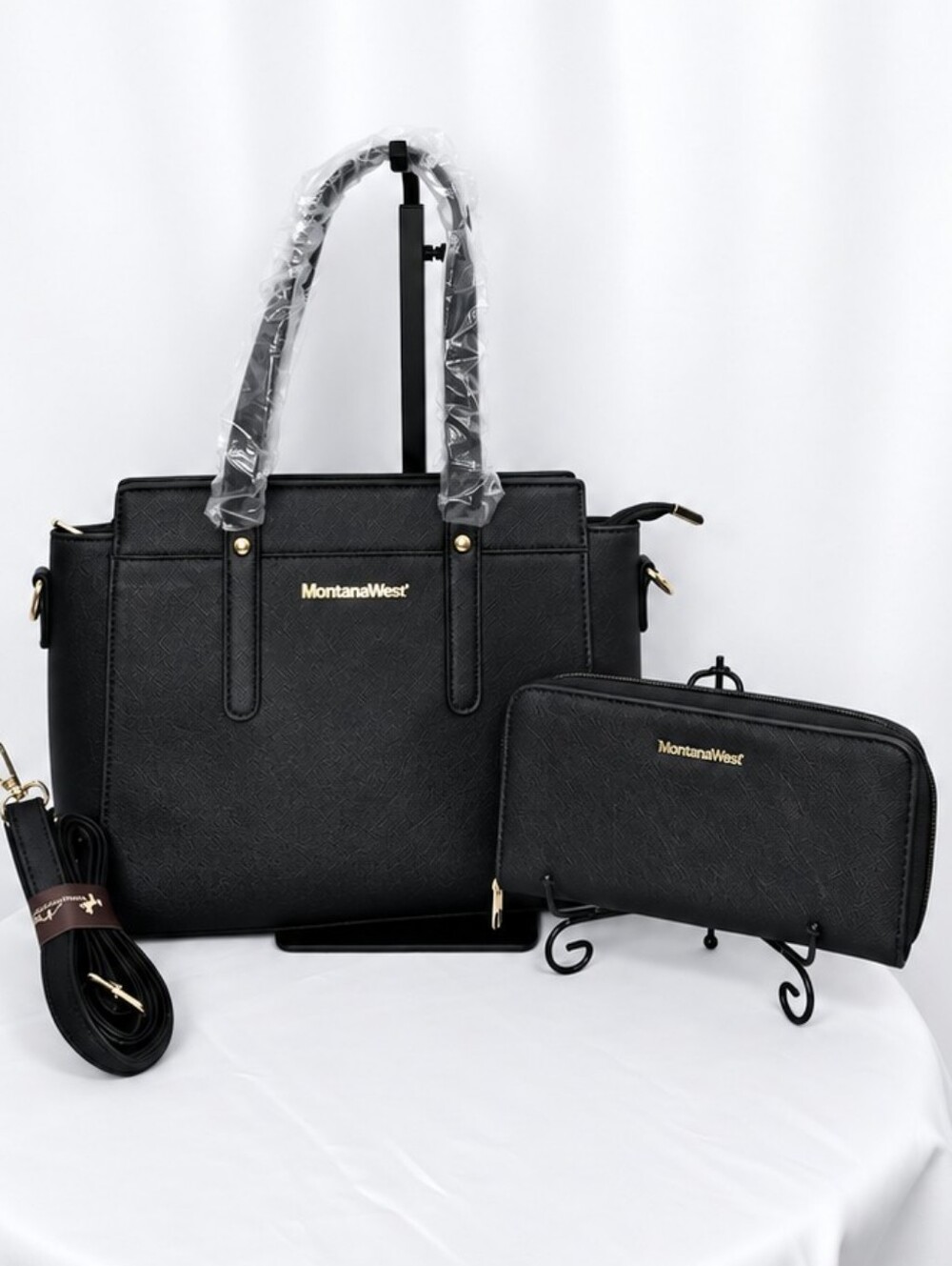 👜 Montana West Black Purse Wallet Set NWOT Tote Crossbody Shoulder Bag